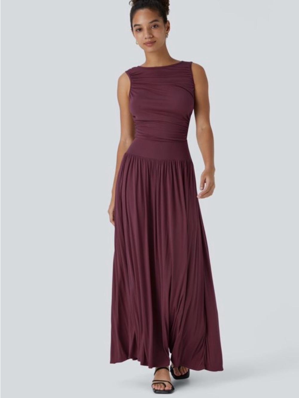 HALARA Sleeveless Maxi Dress in Plum